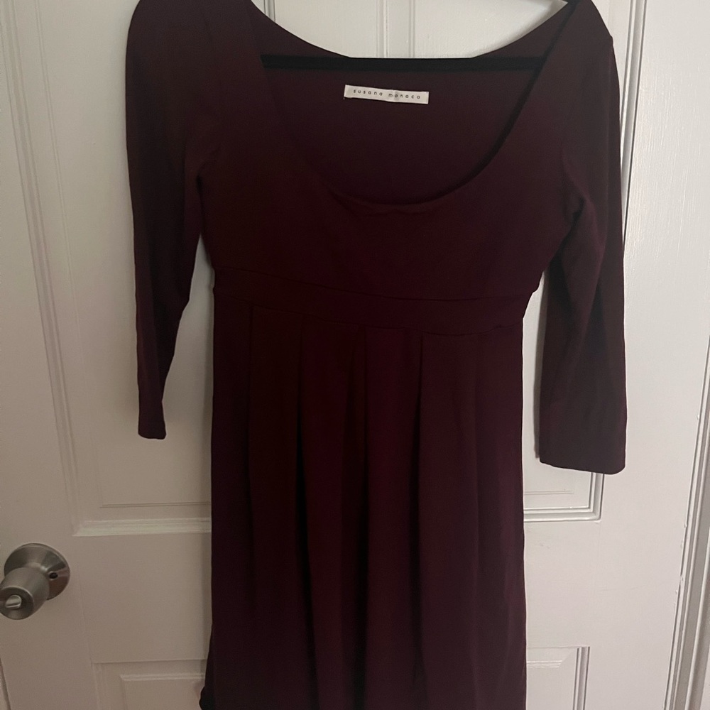 Susana Monaco Maroon Long Sleeve Dress